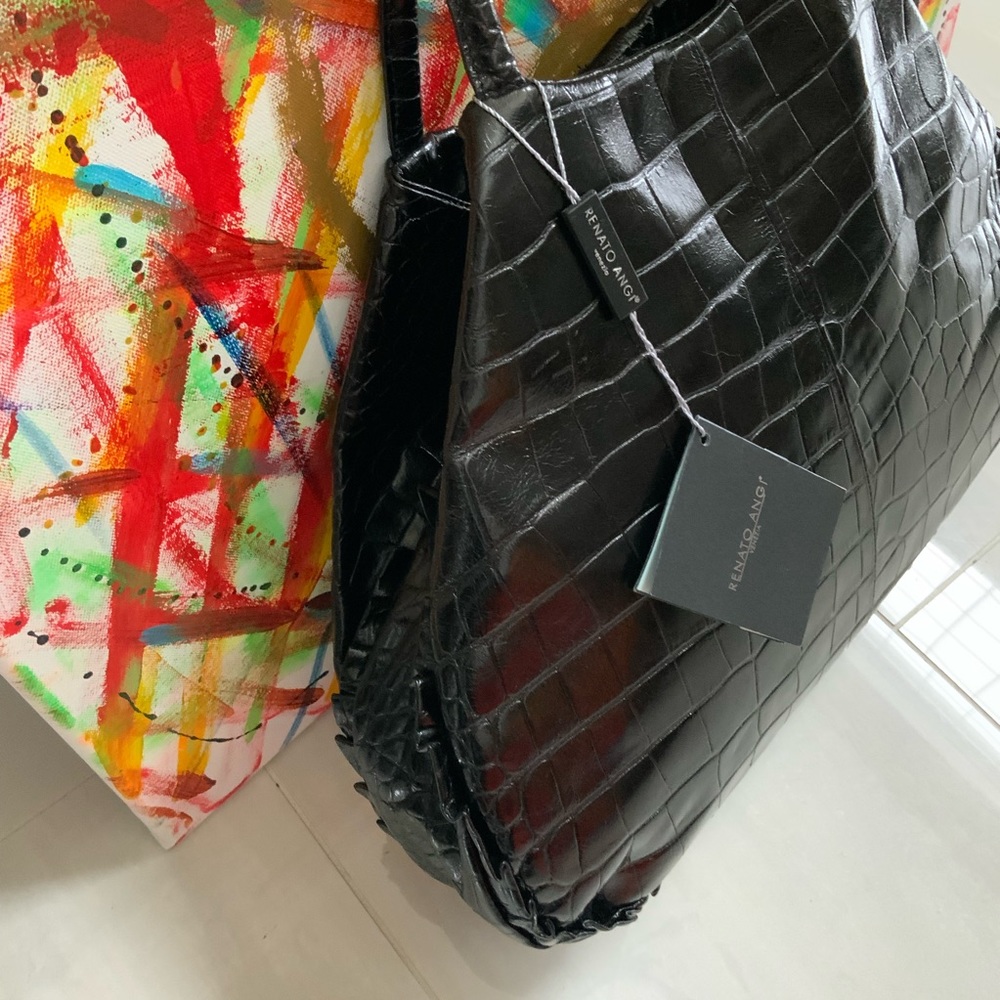 Renato Angi Black Leather Bag with Stones - Picture 10 of 15